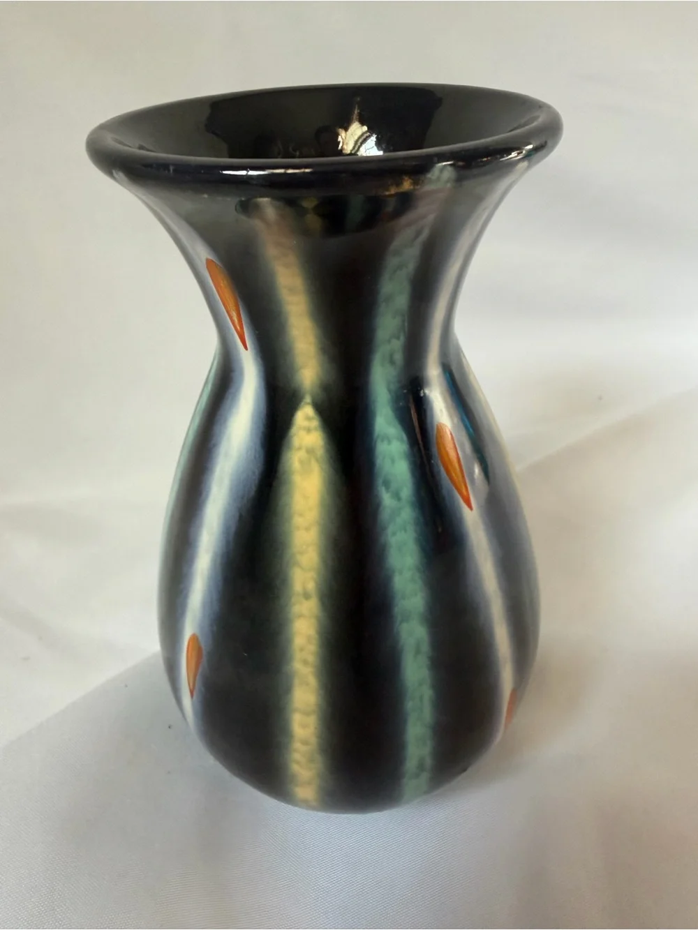 Vintage West Germany Art Pottery Vase 581112 MCM Glossy Drip Glaze 5”